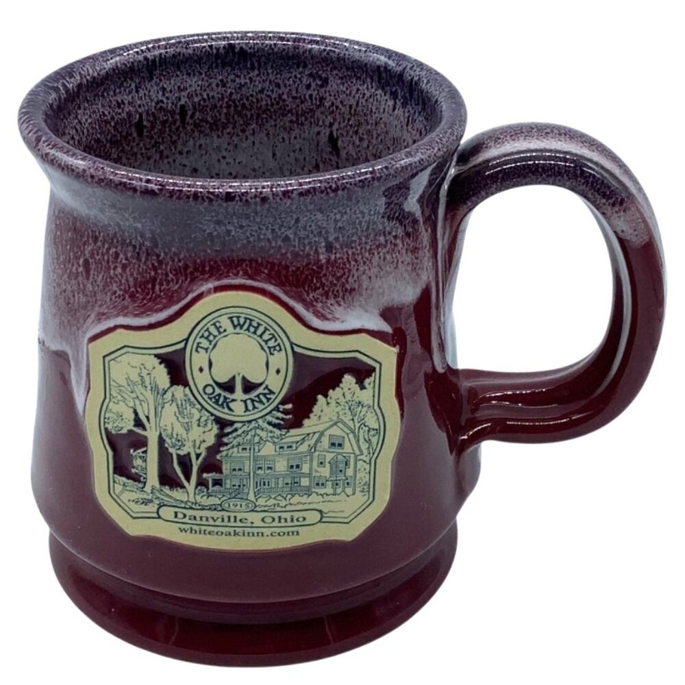 White Oak Inn Ceramic Mug Danville Ohio Artisan Pottery Red‎ Glaze Handthrown 4"
